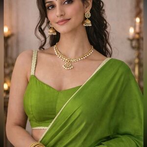 Designers Originals Vibrant Green Saree pure silk brocade detailed Blouse